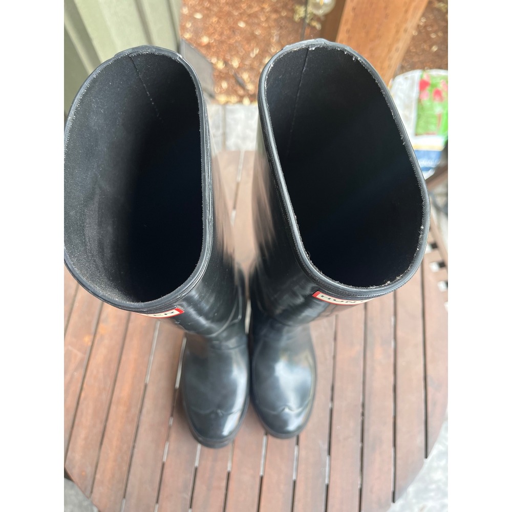 Hunter Original Tall Gloss Rain Boots Womens 6 Black Waterproof WFT1000RGL - Picture 8 of 11